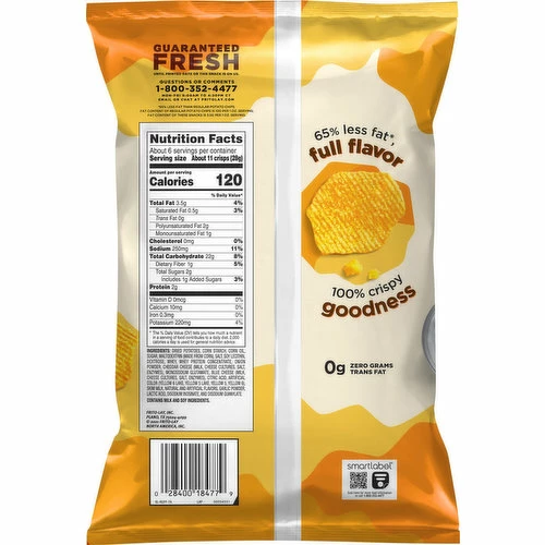 Ruffles Potato Crisps, Cheddar & Sour Cream, Baked, 6.25 Ounce 1 Ruffles Potato Crisps, Cheddar & Sour Cream, Baked, 6.25 Ounce