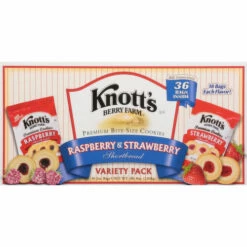 Knott's Berry Farm Cookies, Premium, Raspberry & Strawberry Shortbread, Bite-Size, Variety Pack, 36 Each