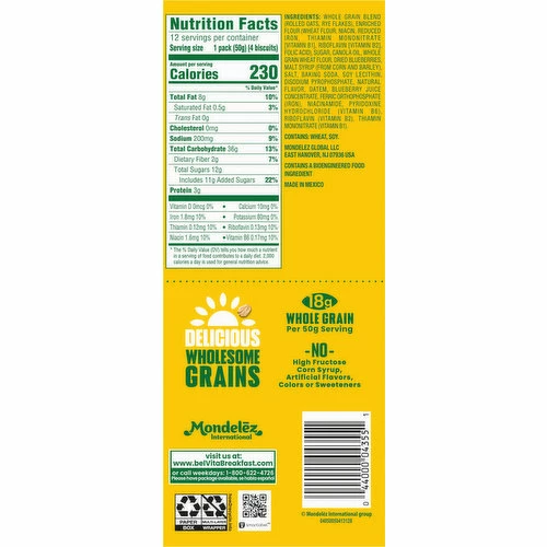 BelVita Breakfast Biscuits, Blueberry, Crunchy, Value Pack, 12 Each 3 BelVita Breakfast Biscuits, Blueberry, Crunchy, Value Pack, 12 Each - Image 3