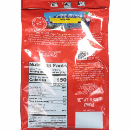 Loacker Wafer Cookies, Hazelnut, Bite Size, 8.82 Ounce 1 Loacker Wafer Cookies, Hazelnut, Bite Size, 8.82 Ounce