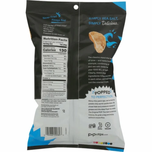 Popchips Popped Potato Snack, Sea Salt, Original, 5 Ounce 1 Popchips Popped Potato Snack, Sea Salt, Original, 5 Ounce
