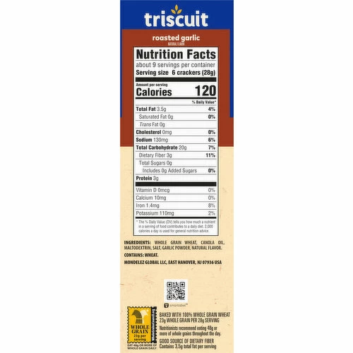 Triscuit Crackers, Roasted Garlic, 8.5 Ounce 3 Triscuit Crackers, Roasted Garlic, 8.5 Ounce - Image 3
