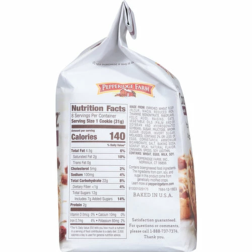 Pepperidge Farm Cookies, Oatmeal Raisin, Soft Baked, 8 Each 3 Pepperidge Farm Cookies, Oatmeal Raisin, Soft Baked, 8 Each - Image 3