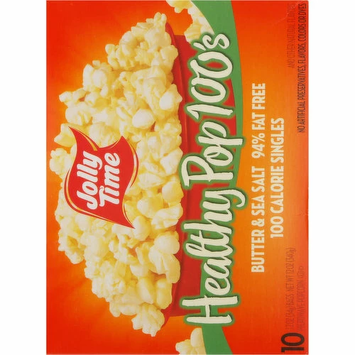 Jolly Time Microwave Popcorn, Butter & Sea Salt, Healthy Pop 100's, 10 Each 1 Jolly Time Microwave Popcorn, Butter & Sea Salt, Healthy Pop 100's, 10 Each