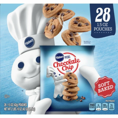 Pillsbury Cookies, Chocolate Chip, Soft Baked, Mini, 28 Each 2 Pillsbury Cookies, Chocolate Chip, Soft Baked, Mini, 28 Each - Image 2