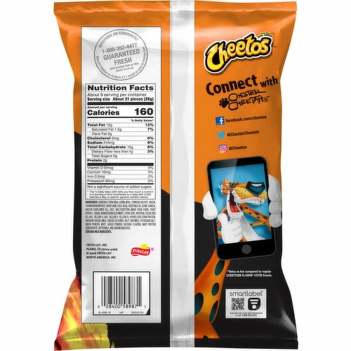 Cheetos Cheese Flavored Snacks, Xxtra Flamin' Hot Flavored, Crunchy, 8.5 Ounce 1 Cheetos Cheese Flavored Snacks, Xxtra Flamin' Hot Flavored, Crunchy, 8.5 Ounce