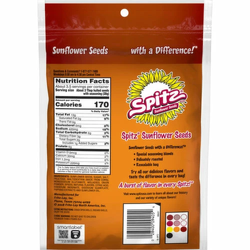 Spitz Sunflower Seeds, Smoky BBQ Flavored, Big Bag, 6 Ounce 1 Spitz Sunflower Seeds, Smoky BBQ Flavored, Big Bag, 6 Ounce