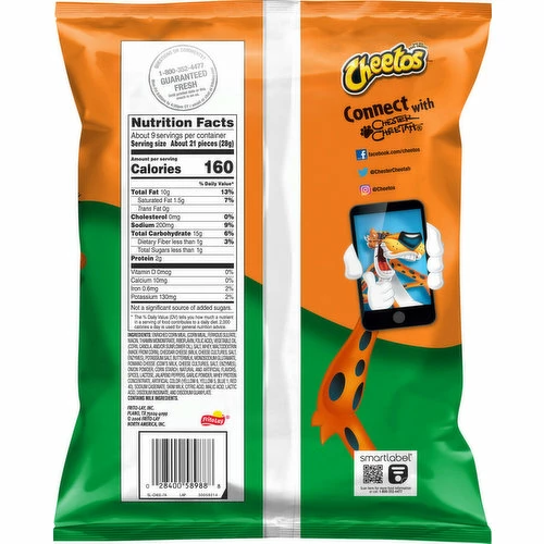 Cheetos Cheese Flavored Snacks, Cheddar Jalapeno, Crunchy, 8.5 Ounce 1 Cheetos Cheese Flavored Snacks, Cheddar Jalapeno, Crunchy, 8.5 Ounce