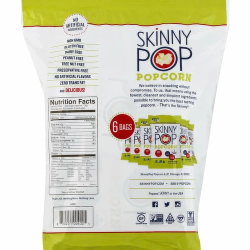SkinnyPop Popcorn, Skinny Pack, 6 Each 1 SkinnyPop Popcorn, Skinny Pack, 6 Each