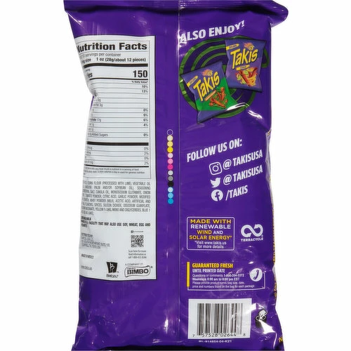 Takis Tortilla Chips, Guacamole, 9.9 Ounce 1 Takis Tortilla Chips, Guacamole, 9.9 Ounce