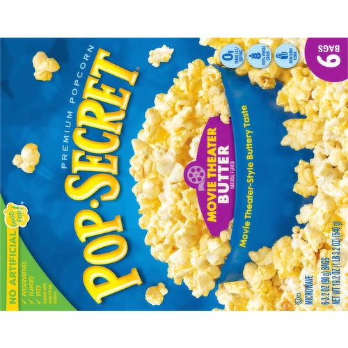 Pop-Secret Popcorn, Premium, Movie Theater Butter, 6 Each 1 Pop-Secret Popcorn, Premium, Movie Theater Butter, 6 Each