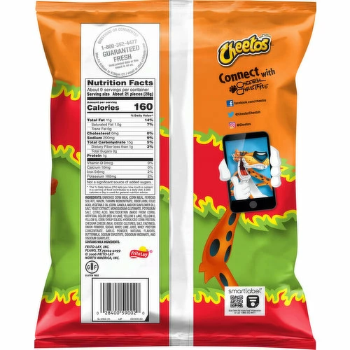 Cheetos Cheese Flavored Snacks, Flamin' Hot Limon Flavored, Crunchy, 8.5 Ounce 1 Cheetos Cheese Flavored Snacks, Flamin' Hot Limon Flavored, Crunchy, 8.5 Ounce