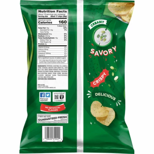 Lay's Potato Chips, Sour Cream & Onion Flavored, Party Size, 12.5 Ounce 1 Lay's Potato Chips, Sour Cream & Onion Flavored, Party Size, 12.5 Ounce