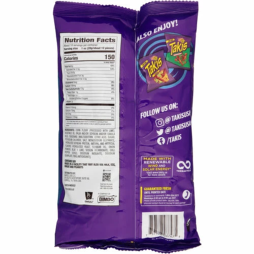 Takis Tortilla Chips, Blue Heat, Extreme, 9.9 Ounce 1 Takis Tortilla Chips, Blue Heat, Extreme, 9.9 Ounce
