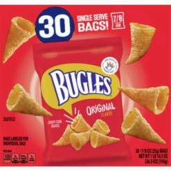 Bugles Corn Snacks, Original Flavor, Crispy, 30 Each