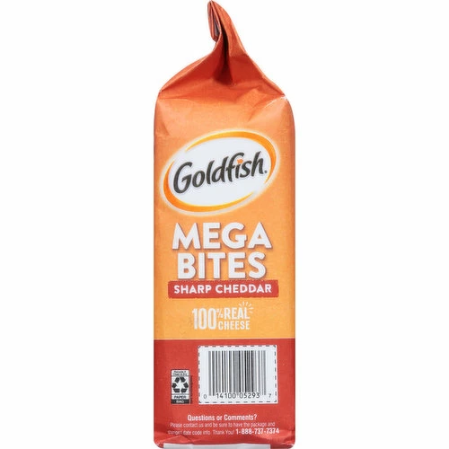 Goldfish Snack Crackers, Baked, Sharp Cheddar, Big & Crispy, Mega Bites, 5.9 Ounce 2 Goldfish Snack Crackers, Baked, Sharp Cheddar, Big & Crispy, Mega Bites, 5.9 Ounce - Image 2