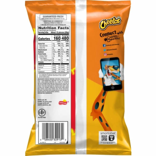 Cheetos Cheese Flavored Snacks, Flamin' Hot Flavored, Puffs, 3 Ounce 1 Cheetos Cheese Flavored Snacks, Flamin' Hot Flavored, Puffs, 3 Ounce