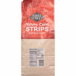 First Street Tortilla Chips, White Corn, Strips, Party Size, 40 Ounce