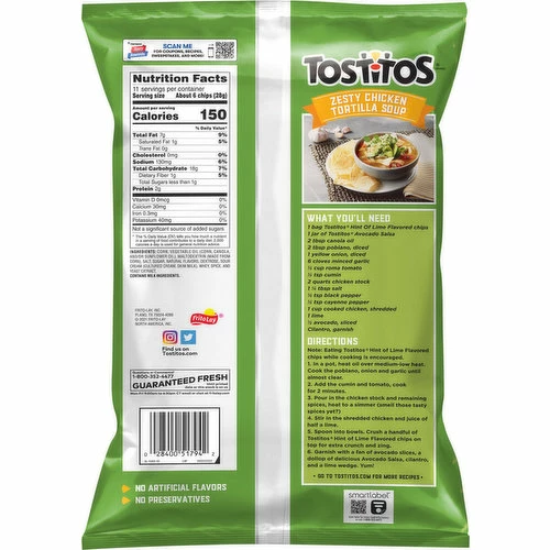 Tostitos Tortilla Chips, Hint Of Lime, 11 Ounce 1 Tostitos Tortilla Chips, Hint Of Lime, 11 Ounce
